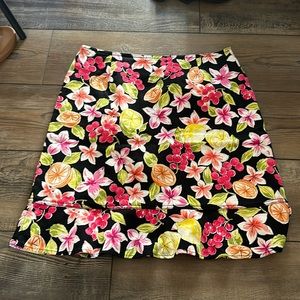 Oranges/floral printed midi skirt